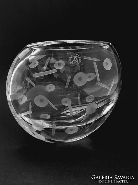 Párádi thick-walled glass vase 15 cm, with label