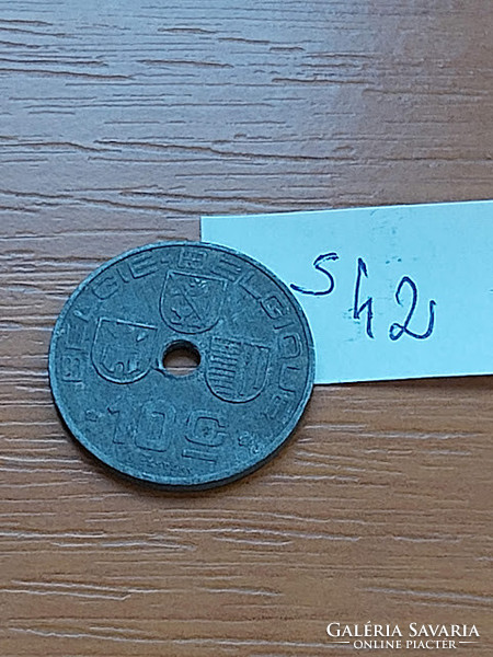 Belgium belgie - belgique 10 centimes 1944 ww ii. Zinc, iii. King Leopold s42