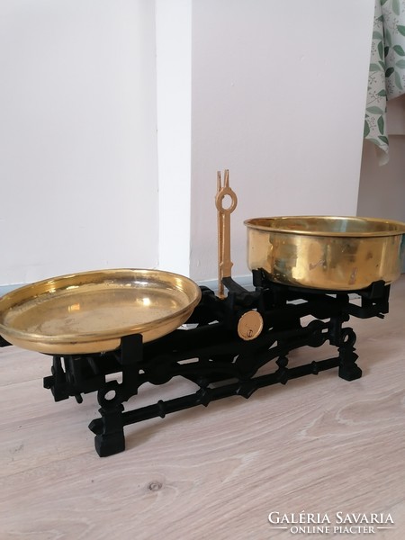 Decorative large antique Austrian scale with copper pan