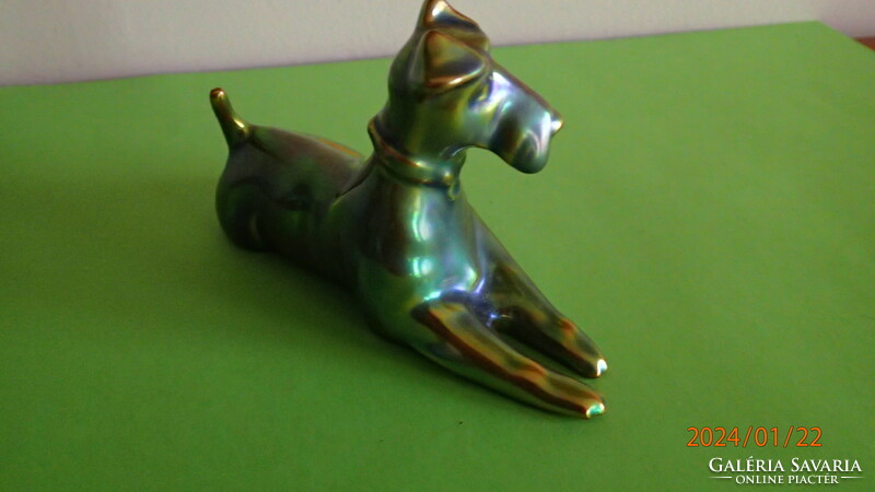 Zsolnay fox dog figure, őry type, flawless piece!
