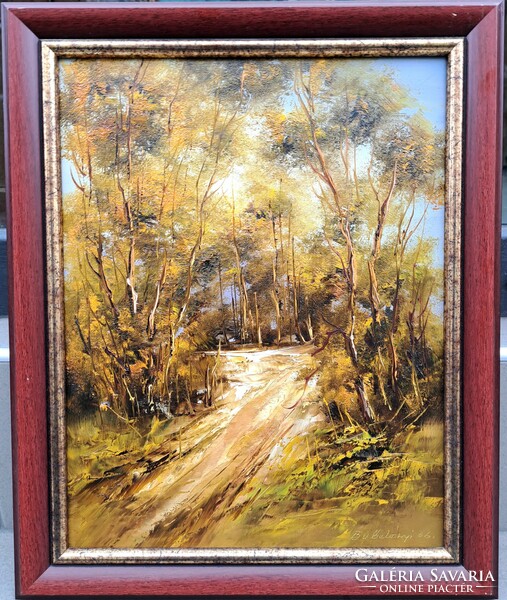 László Bubelényi (1953-2018): forest road, 40x30 cm.