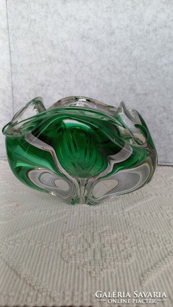 Joseph hospodka, Czech crystal glass ashtray, 12.5 x 15 cm, 2092 gr., flawless
