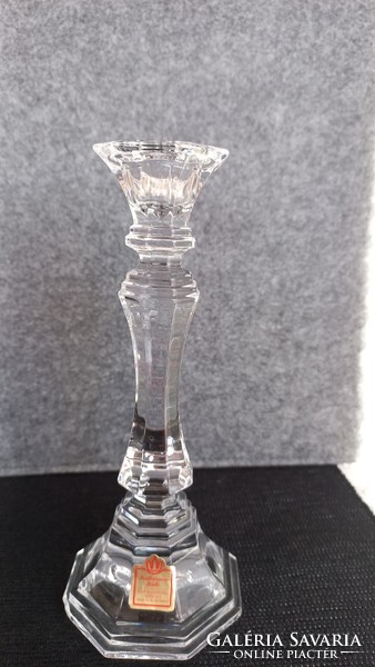 Beautiful lead crystal Katherine Hütte candle holder, marked, intact, 18 cm, inner diameter 2 cm.