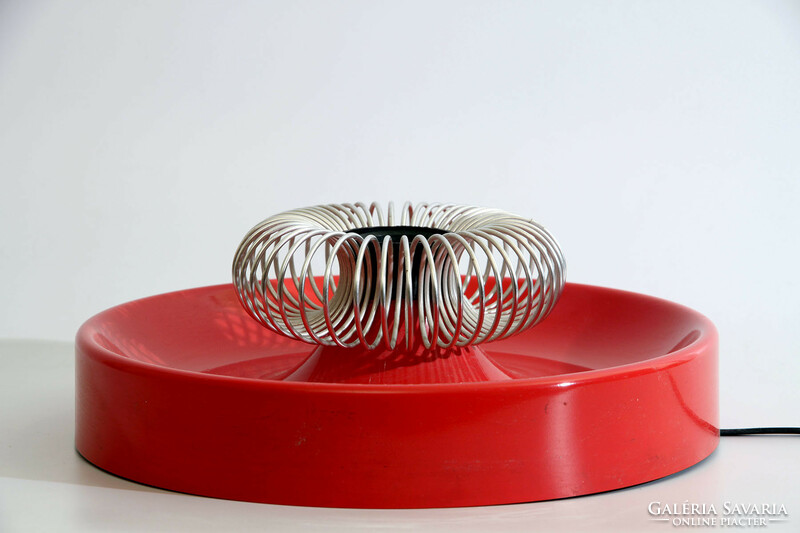 Retro wall lamp d=30cm m=10.5cm red enamel paint metal spiral