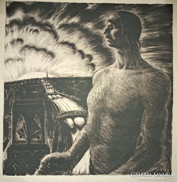 /Expessionist graphics/ benedek baja (1893 - 1953) printing plate 49x48