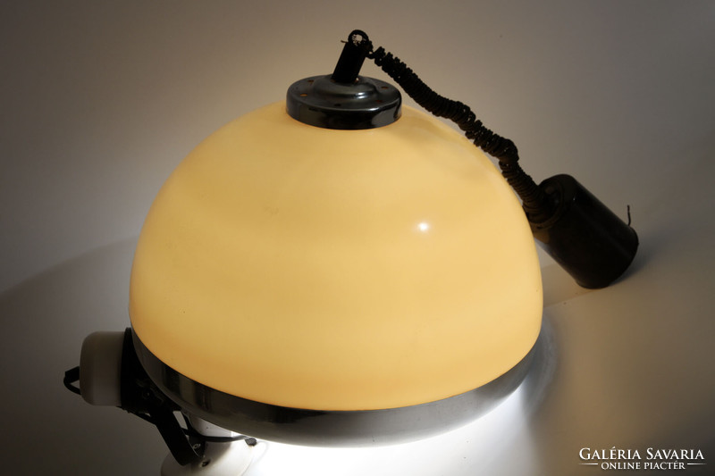 Retro ceiling lamp d=38cm m=24cm | plastic lampshade with metal bottom edge with rim