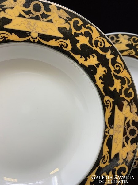 6 rosenthal porcelain versace barocco deep plates with gold-blue decor rz