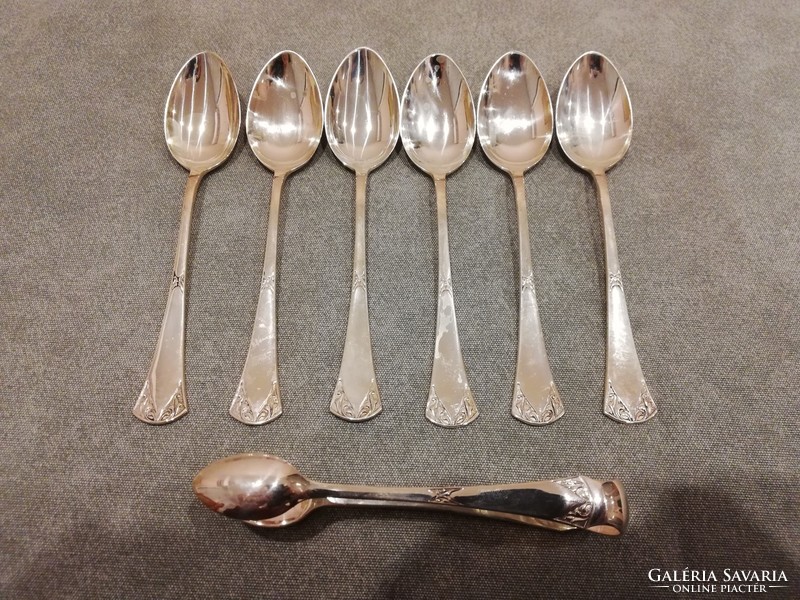 Silver tea spoons with sugar tongs!! 6+1 Pieces!!