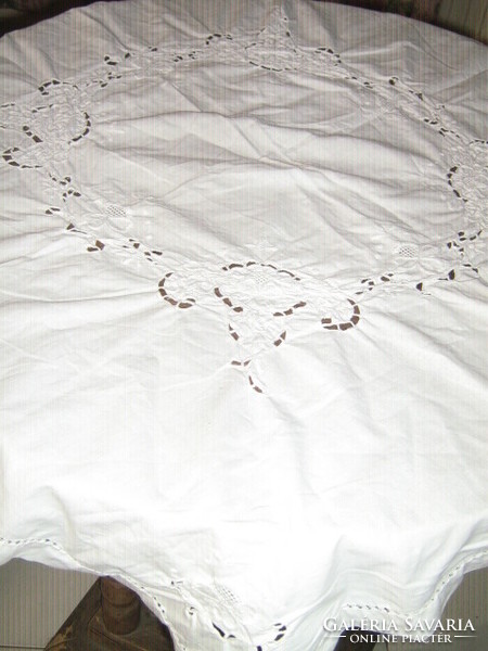 Beautiful embroidered white tablecloth