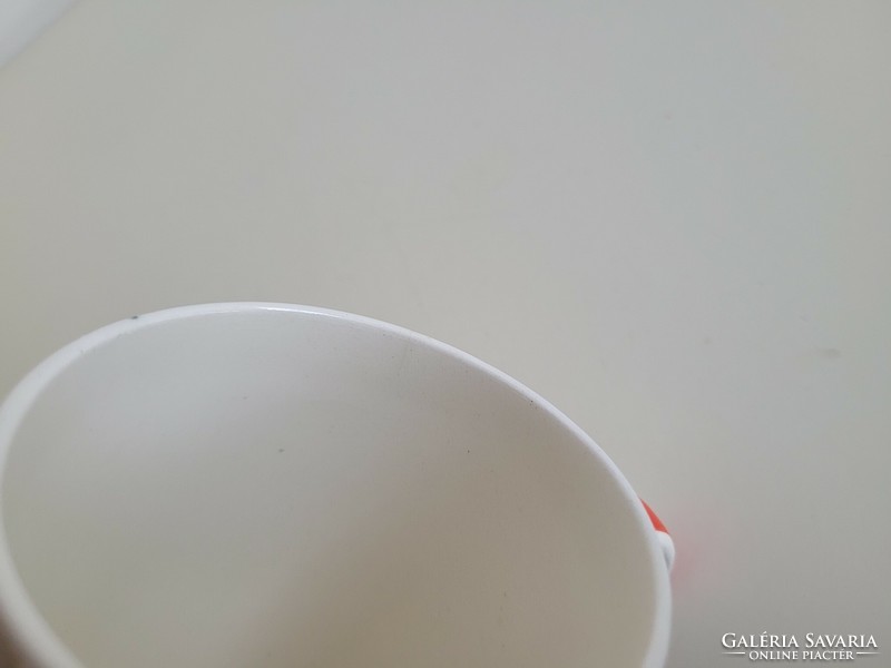 Old granite mug tea cup with rose pattern