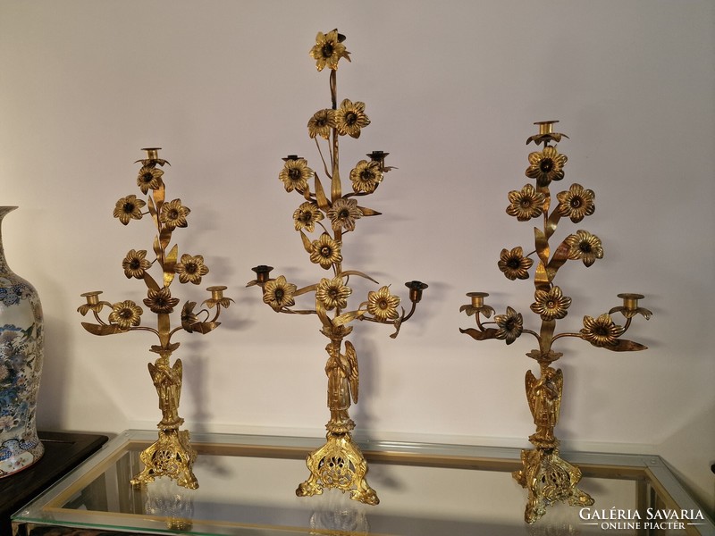 Set of 3 old candelabers (gyertyatarto)