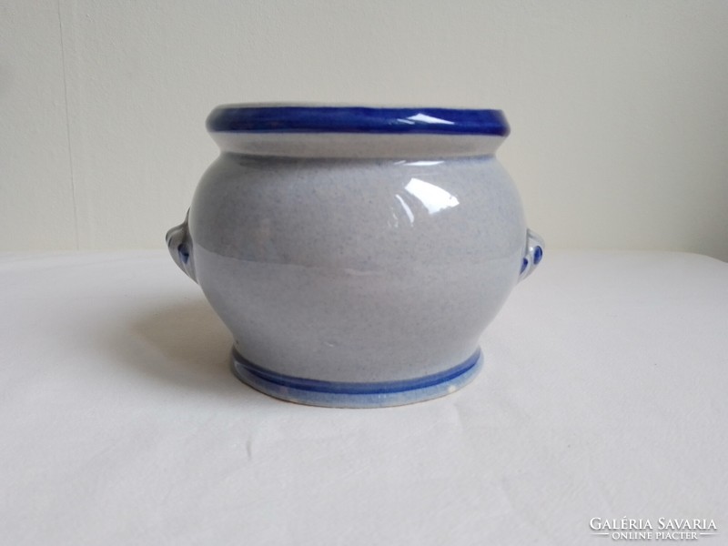 Blue gray glazed porcelain pickled cucumber serving kitchen holder storage container gurken inscription