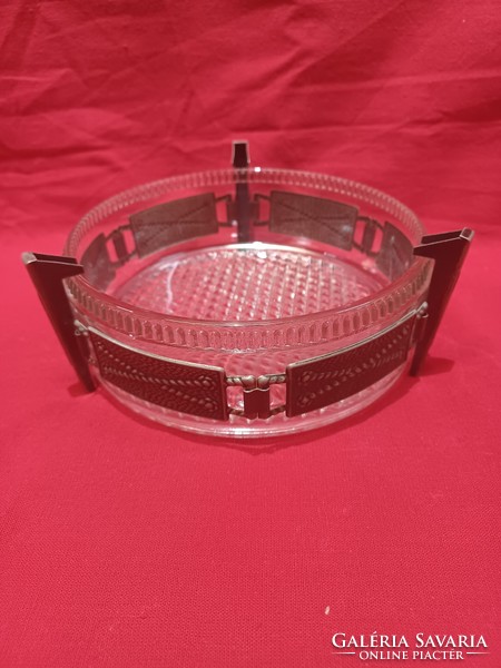 Metal-framed glass tray with inserts