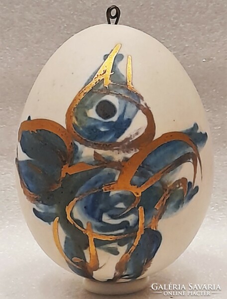 Old hand painted porcelain rattle egg