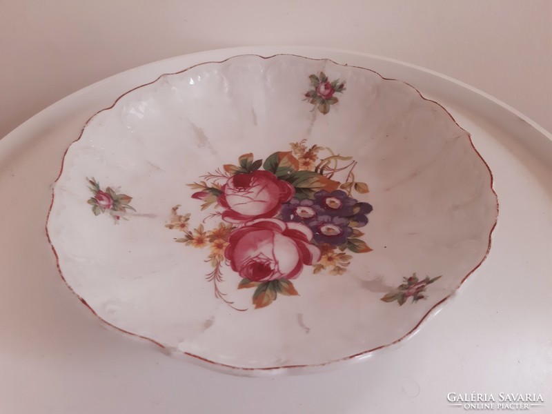 Old flower patterned porcelain fruit serving bowl