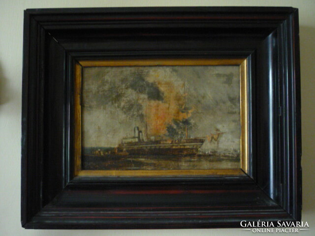 Antique ship oil painting, sea scene by an unknown artist 2402 22