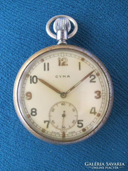 Serviced cyma English military pocket watch from World War II