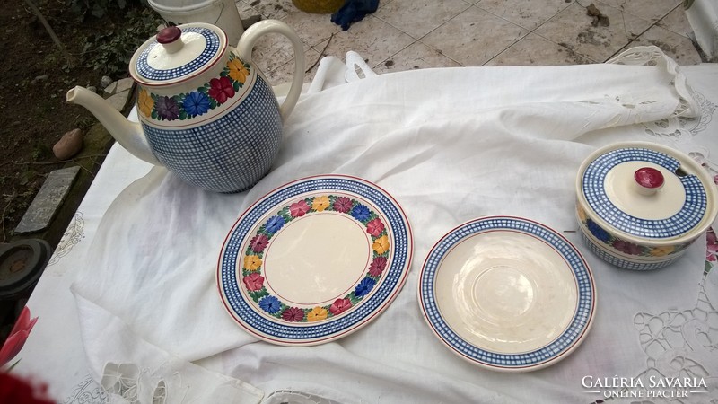 Antique Villeroy Boch 4-piece set, individually - teapot, cookie and cup plates, sugar bowl