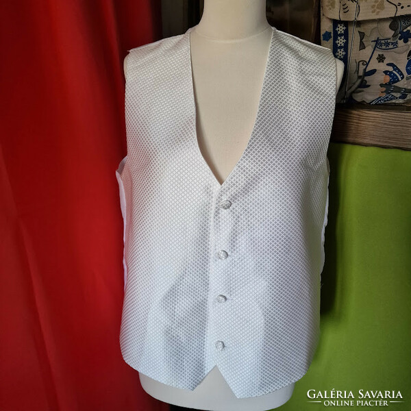 Wedding fme06 - cream color diamond pattern silk casual men's waistcoat 52/xl