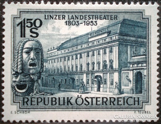 A988 / austria 1953 the Landes theater in Linz stamp postage stamp