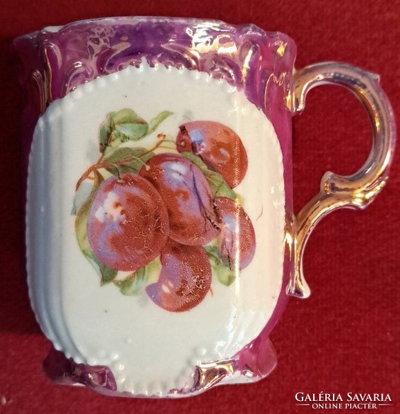 Art Nouveau porcelain mug with plum pattern