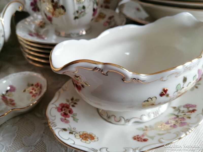 Zsolnay, cream-colored butterfly dinner set for 6 people
