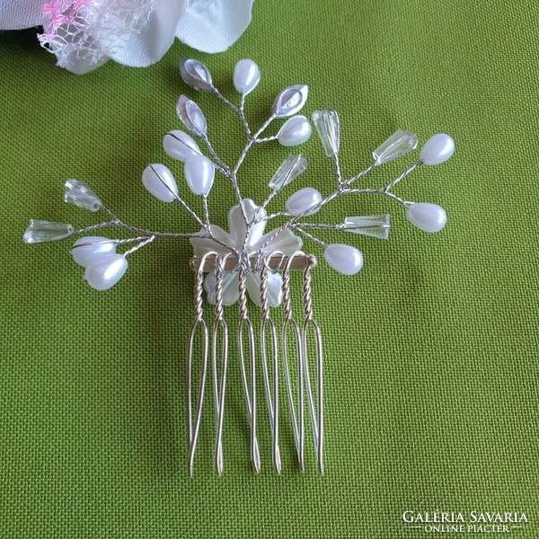 Wedding had54 - rhinestone beaded floral hair comb hair ornament hair pin