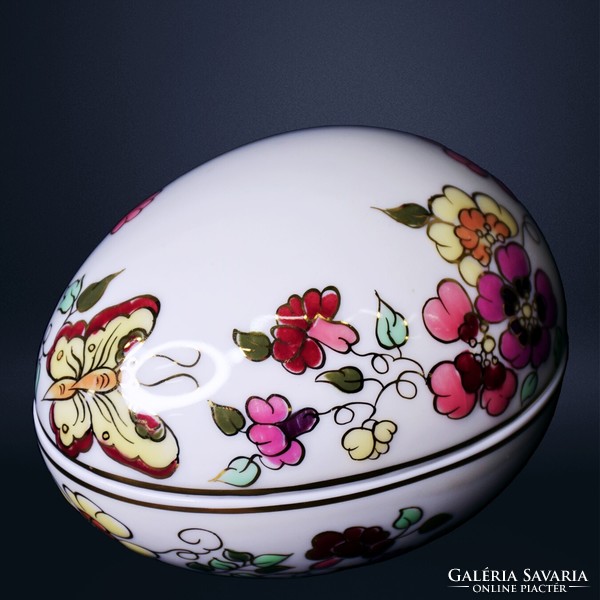 Zsolnay floral egg bonbonier