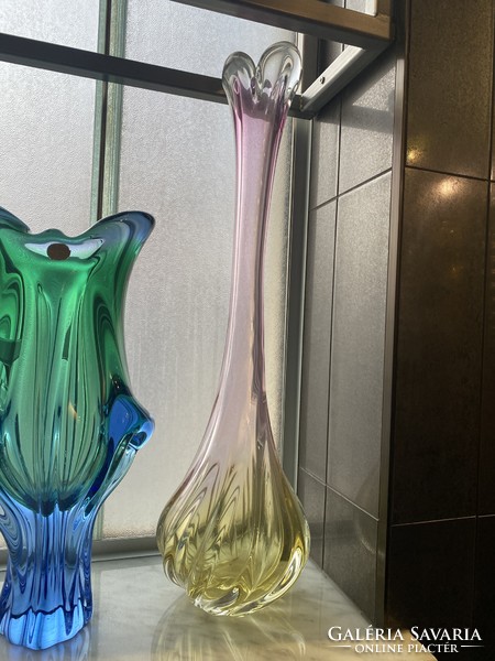 Large Czech glass vase, floor vase