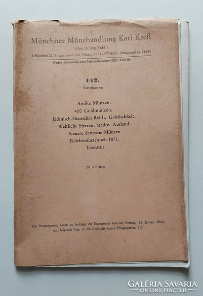 Germany - Munich 1968, numismatic auction catalog in German