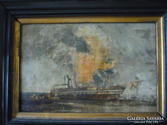 Antique ship oil painting, sea scene by an unknown artist 2402 22
