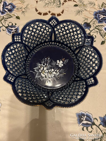 Cobalt blue hand-painted porcelain bowl