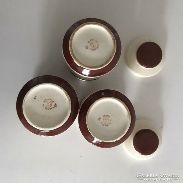 3 db barna-fehér konyhai tároló edény