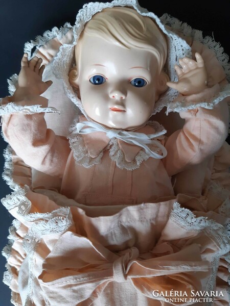 Old antique celluloid rubber schildkröt swaddle doll approx. 32 Cm