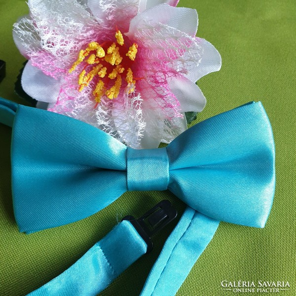 Wedding nyk30 - turquoise blue satin bow tie 50x100mm