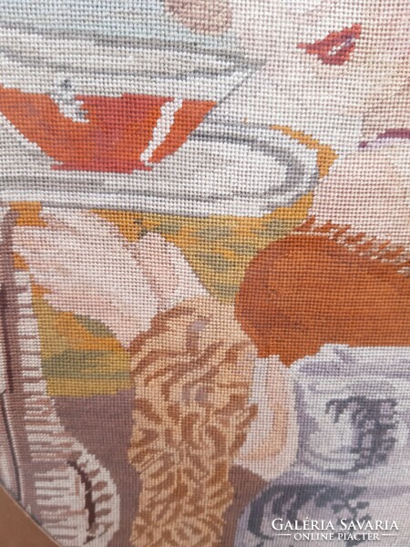 Old needle tapestry / Baroque scene