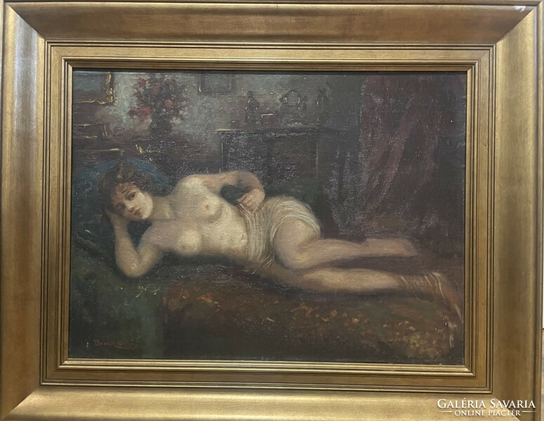 Lajos Bruck - female nude in interior