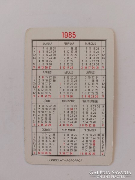 Retro kártyanaptár ÁFOR 1985