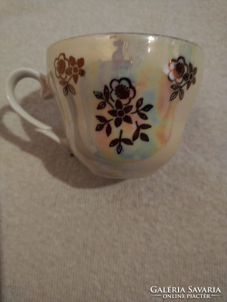 Luster-glazed, scenic German Kahla porcelain coffee set