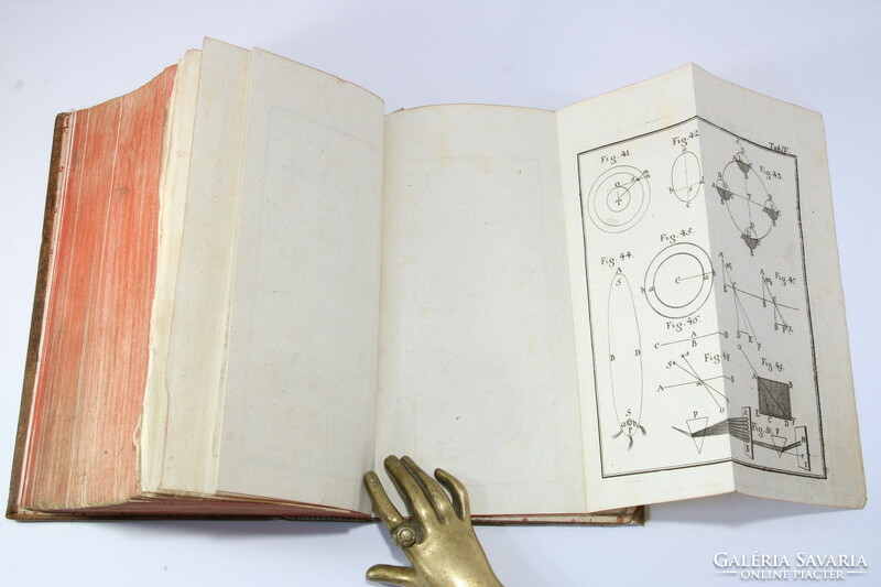 1790 - Pankl Máté Fizika tankönyve 9 kihajtható rézmetszettel illusztrálva Aranyozott bőrkötésben !!