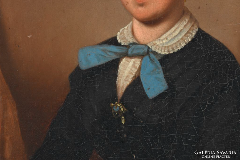 Olajfestmény Fiatal nő portré XIX. század