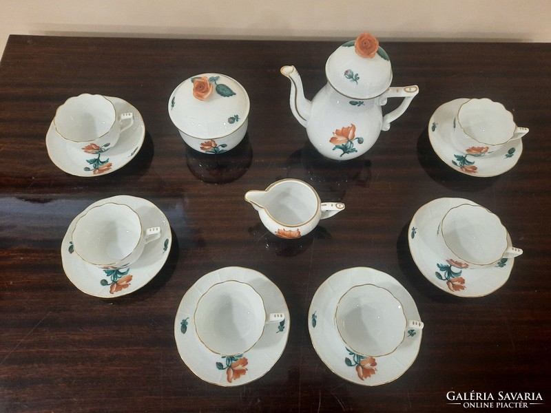 Herend poppy pattern porcelain coffee set, coffee set