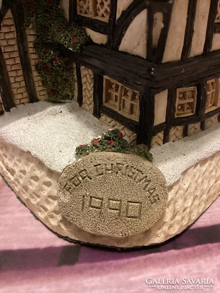 David Winter jelzett 1990 karácsonyi havas házikó makett játék karácsonyi dísz dekoráció