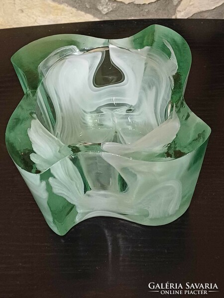 Skandináv iparművész üveg asztaldísz-kaspó