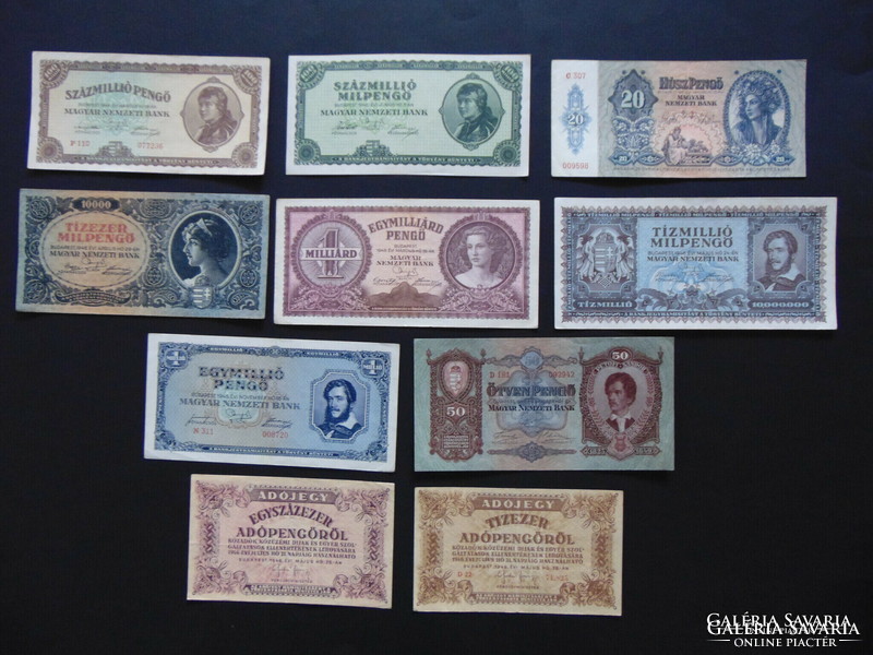 10 darab pengő - adópengő LOT ! Szép bankjegyek