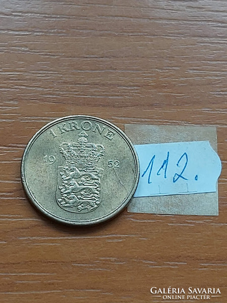 Denmark 1 kroner 1952 ix. King Frederick, aluminum bronze 112.