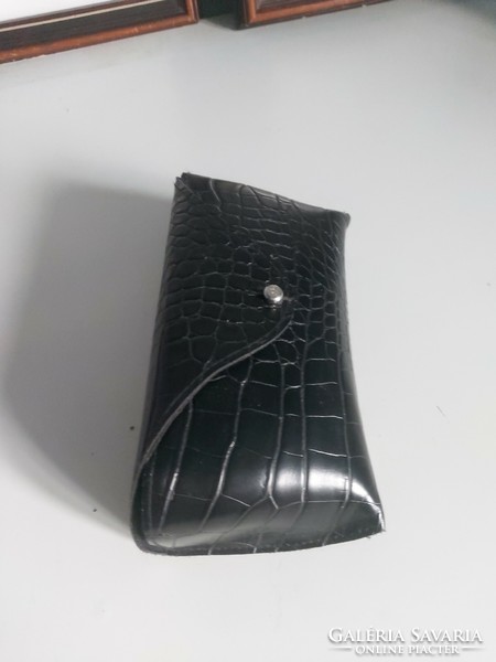 Black Ralph Lauren glasses case with crocodile skin pattern in excellent condition, also for larger glasses