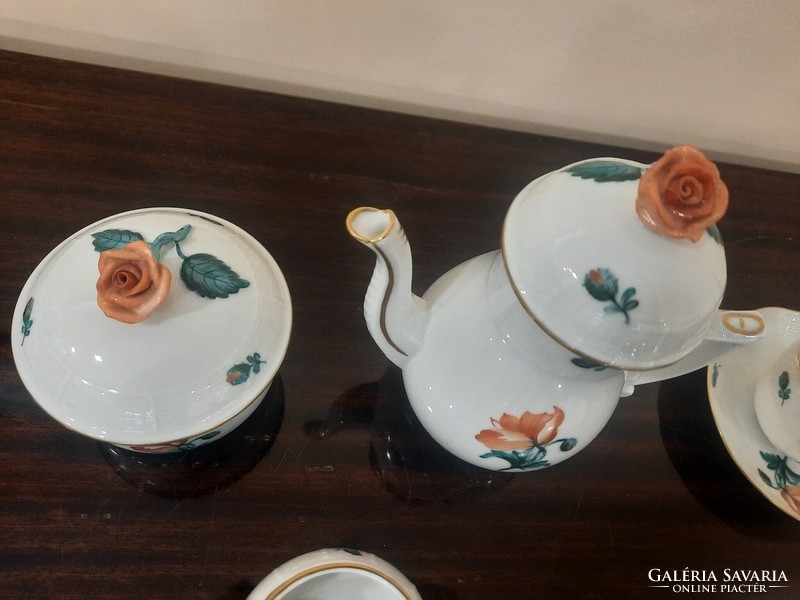 Herend poppy pattern porcelain coffee set, coffee set