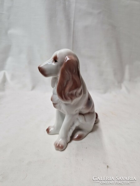 Hollóházi porcelán spániel kutya figura hibátlan állapotban