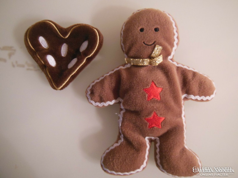 Gingerbread slippers - honey + heart - 19 x 15 x 3 cm - 9 cm - plush - brand new - exclusive - German